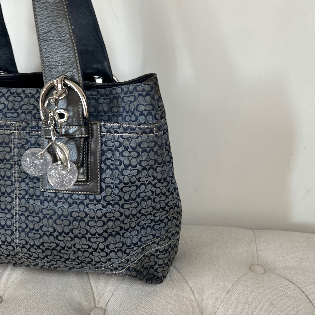 Coach Blue Monogram Soho Tote Shoulder Bag E0820-F12311