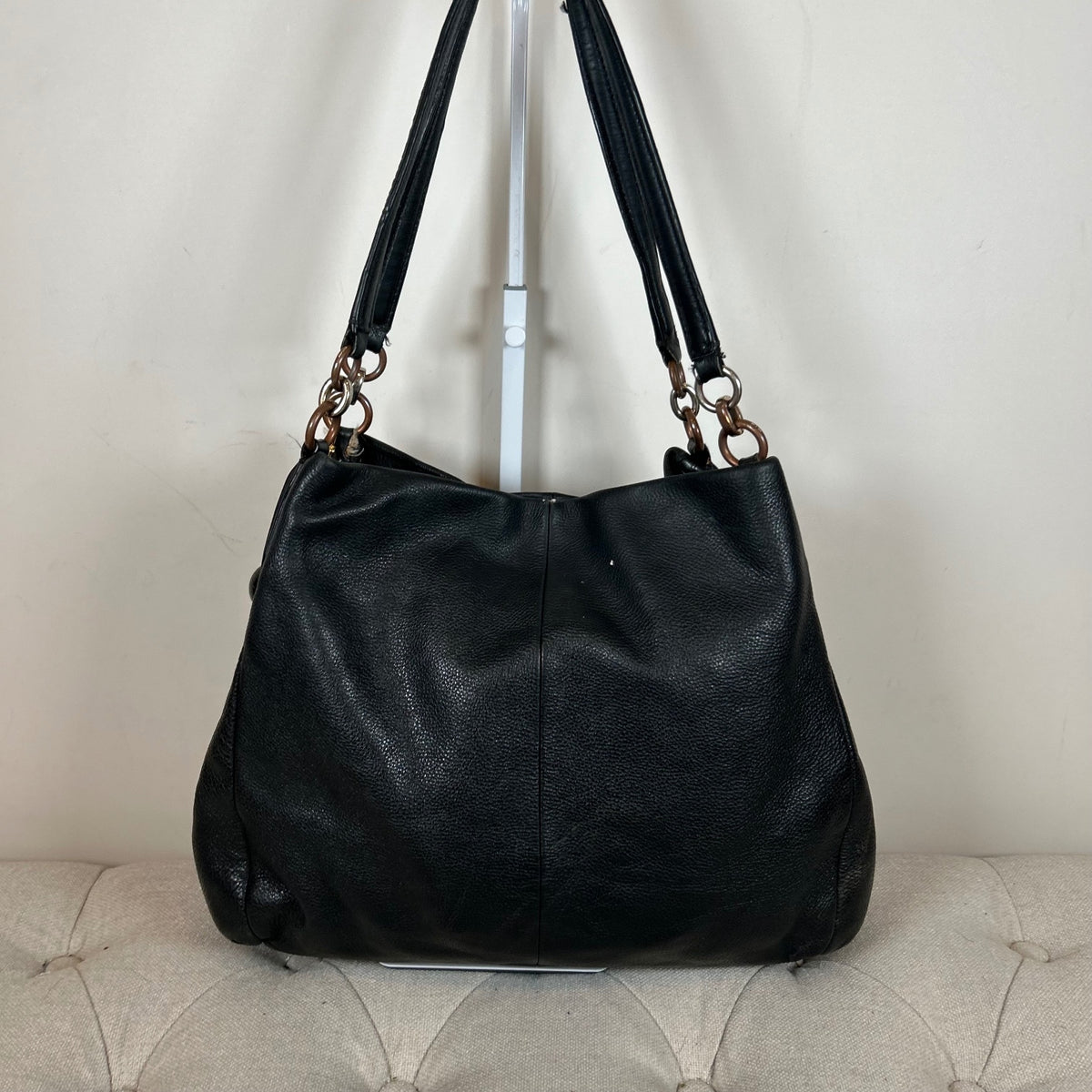 Coach Maggie Black Leather 3 Compartment Shoulder Bag