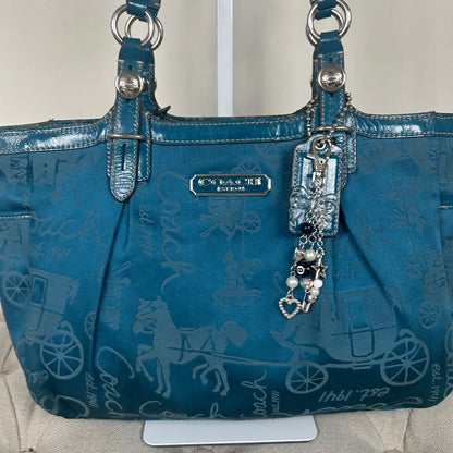 Coach Royal Blue Horse & Carriage Tote Shoulder Bag C1076-F15144