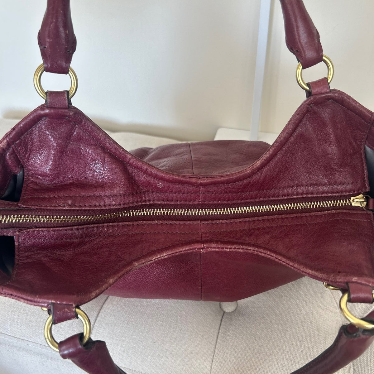 Coach Madison Maggie Burgundy Red Leather Shoulder Bag F1173-18612