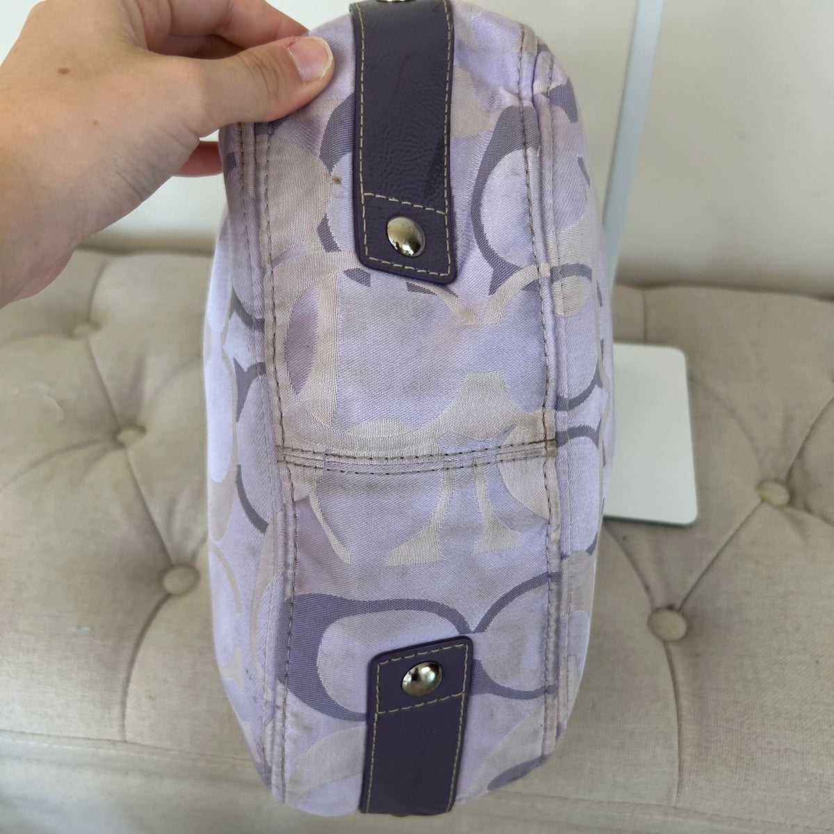 Coach Purple Optic Monogram Zoe Shoulder Bag L0967-F14711