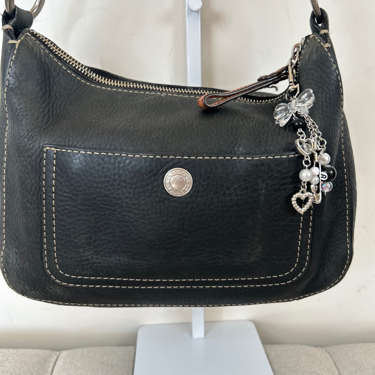 Coach Black Pebbled Leather Medium Mini Shoulder Bag C0782-F10890