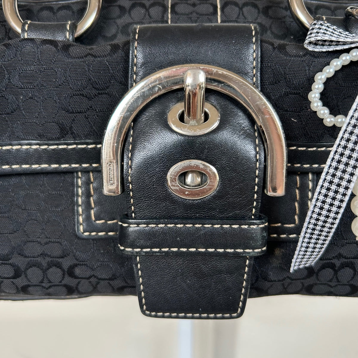 Coach Black Monogram Soho Satchel Top Shoulder Bag H05S-3647
