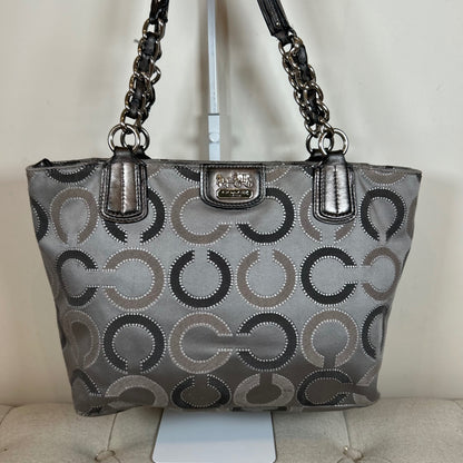 Coach Grey & Silver Op Art East-West Shoulder Bag F1220-21210