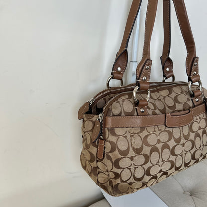 Coach Brown Signature Monogram Satchel Shoulder Bag C1076-F14695