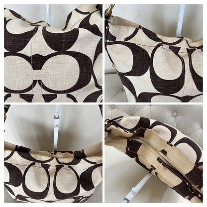 Coach Carly Beige Linen Large Shoulder Bag A0773-10795