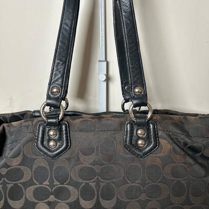 Coach Ashley Black OP Monogram 3 Compartment Tote Shoulder Bag J1281-F19244