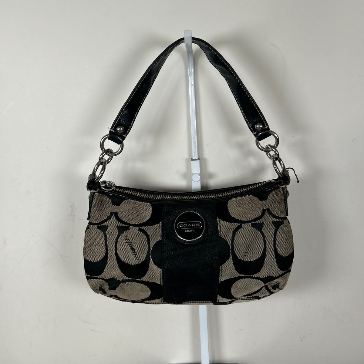 Coach Black Monogram Stripe Mini Shoulder Bag A1175-F17439