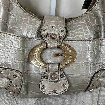 Vintage Y2K Guess Silver Snakeskin Patent Leather Hobo Shoulder Bag