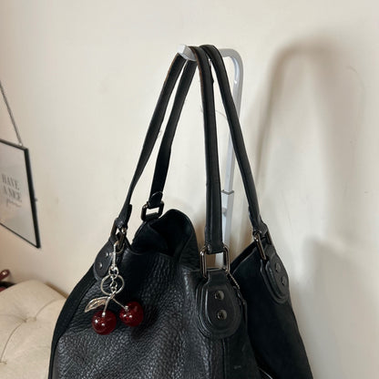 Coach Black Leather & Suede 3 Compartment Shoulder Bag E1750-57647