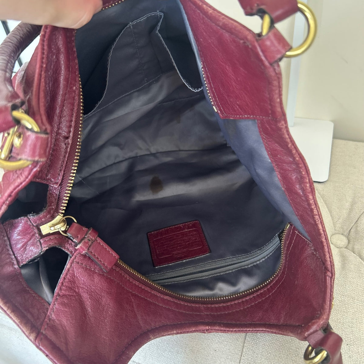 Coach Madison Maggie Burgundy Red Leather Shoulder Bag F1173-18612