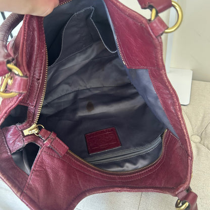 Coach Madison Maggie Burgundy Red Leather Shoulder Bag F1173-18612