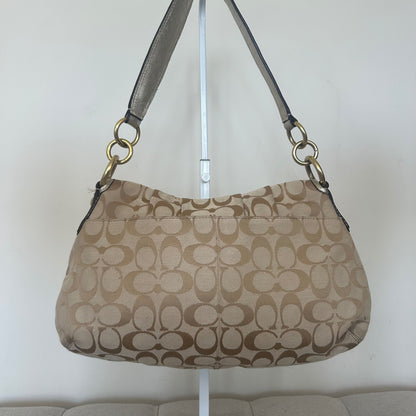 Coach Soho Beige Gold Signature Monogram Shoulder Bag J1160-F17093