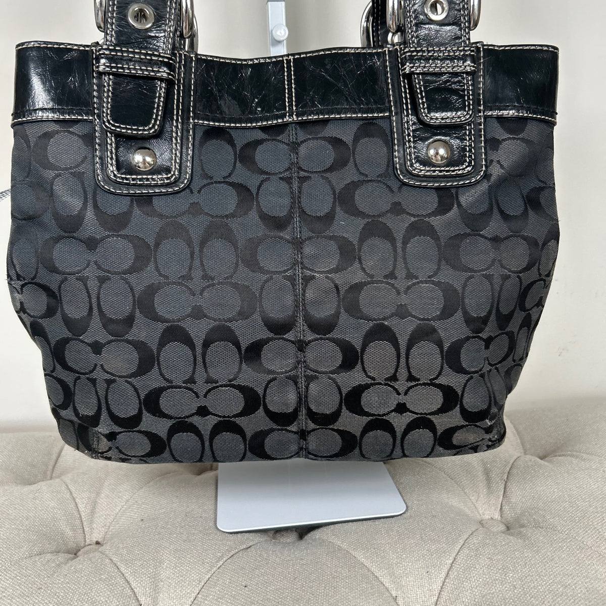 Coach Black Monogram Tote Shoulder Bag D1060-F15047