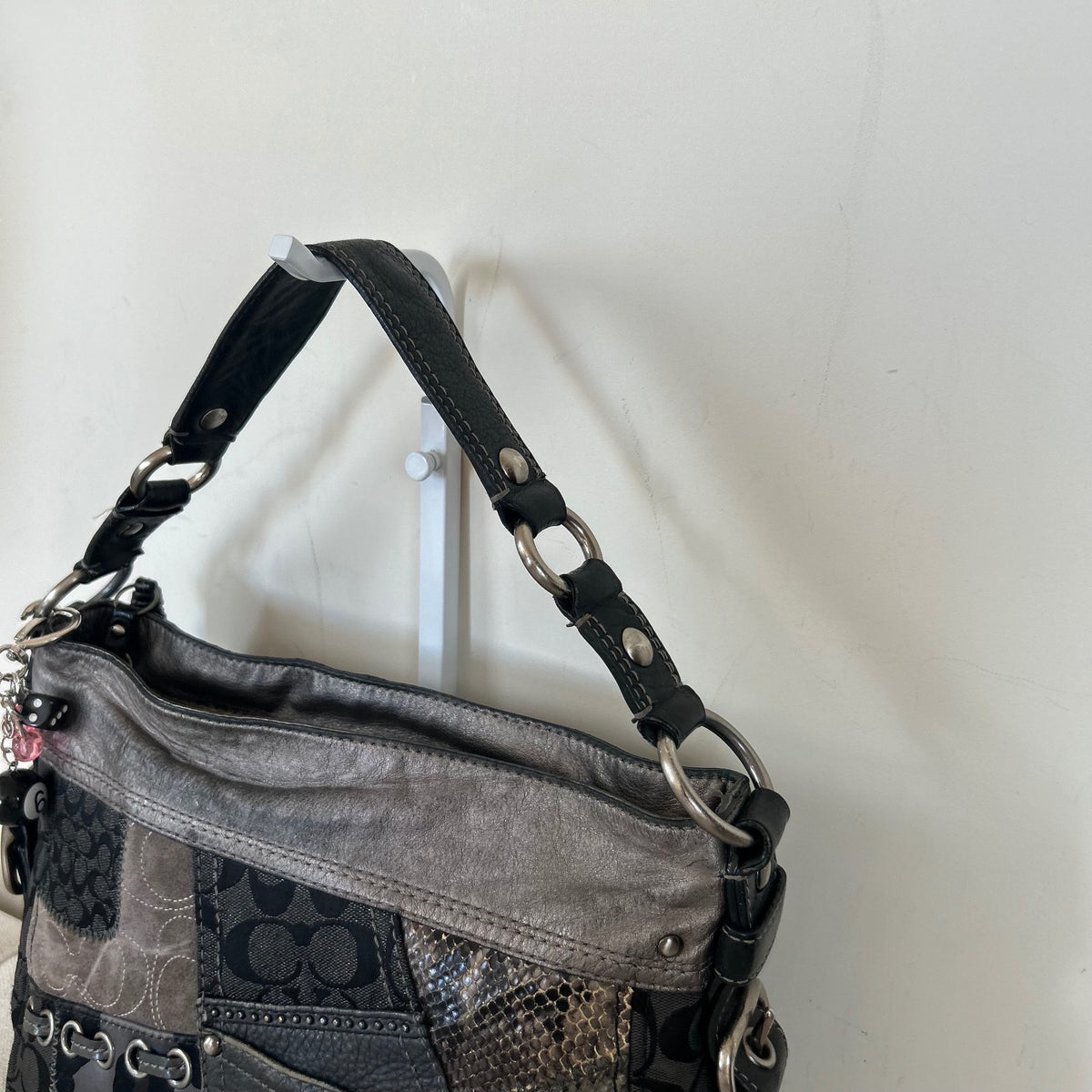 Coach Grey Patchwork Zoe Hobo Slouchy Shoulder Bag H0873-12901