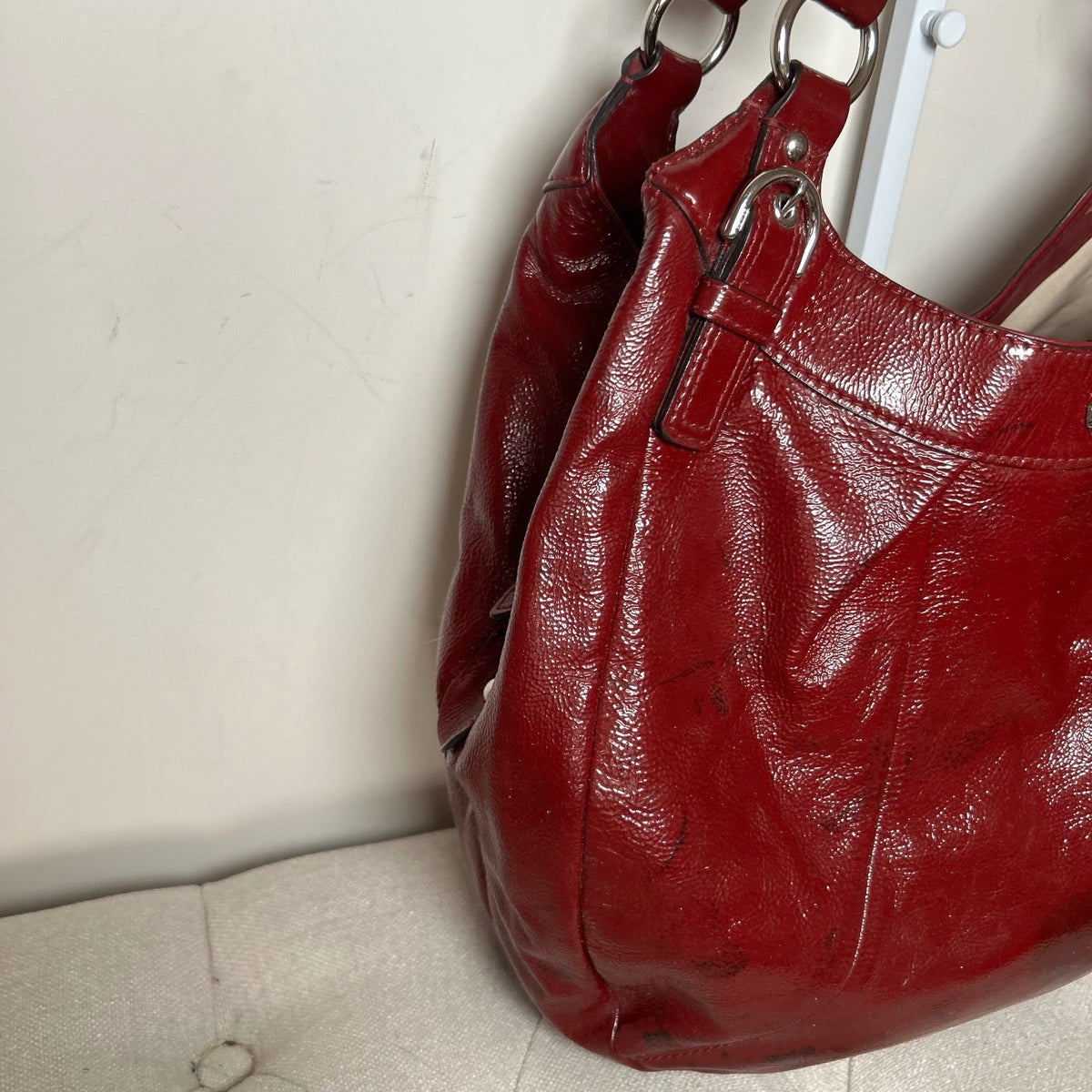 Coach Soho Red Patent Leather Hobo 3 Compartment Shoulder Bag