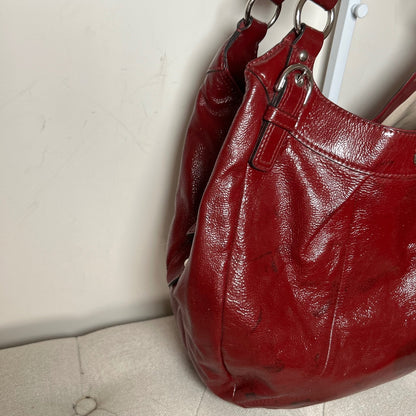 Coach Soho Red Patent Leather Hobo 3 Compartment Shoulder Bag