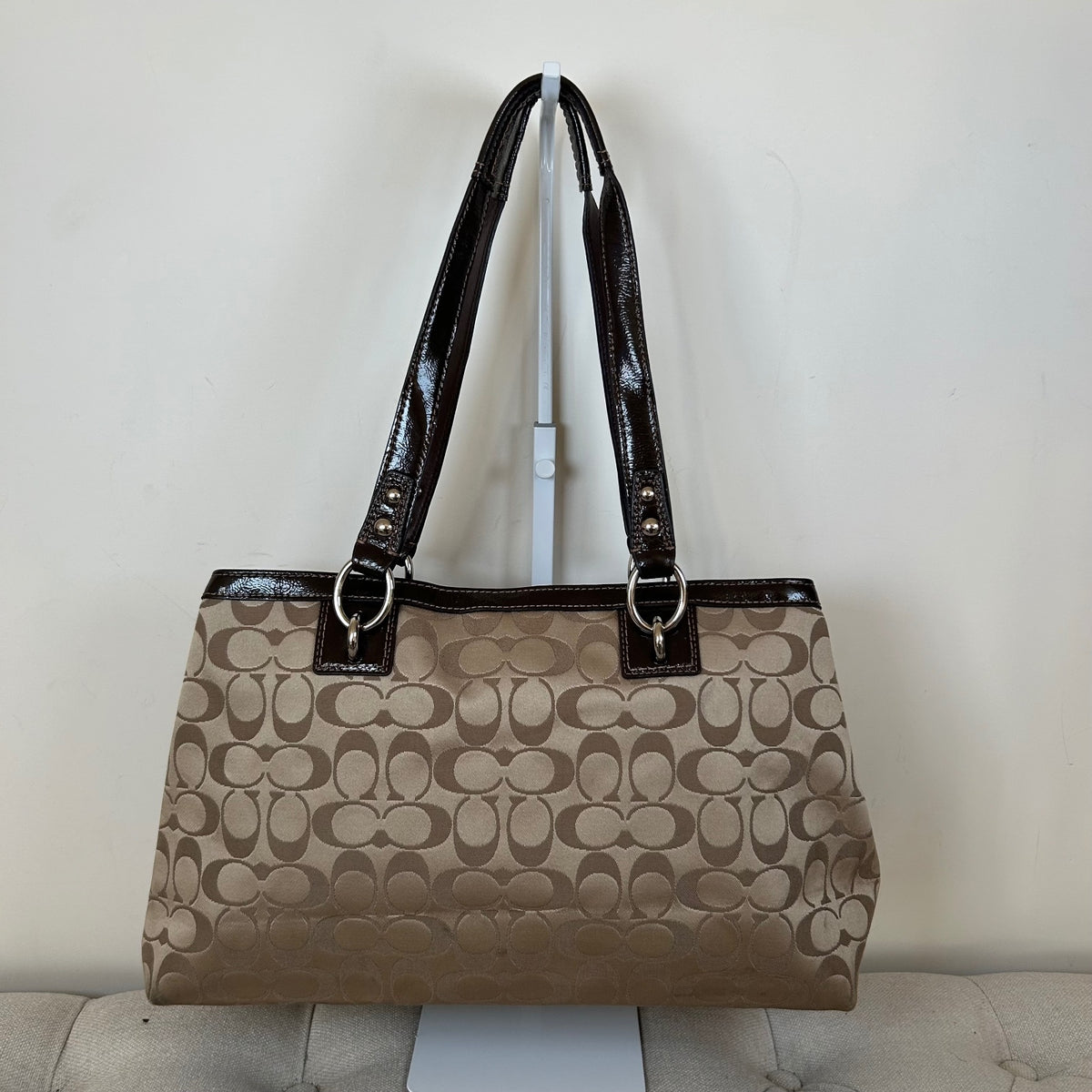 Coach Beige & Brown Monogram Shoulder Bag D1276-F19043