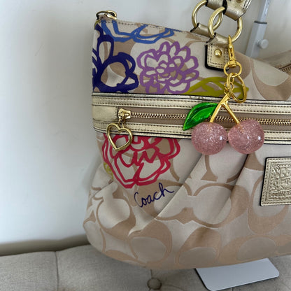Coach Poppy Beige Flower Detail Shoulder Bag K1259-F20794