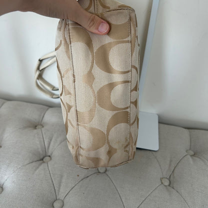 Coach Beige Signature Stripe Tote Shoulder Bag A1276-F19046