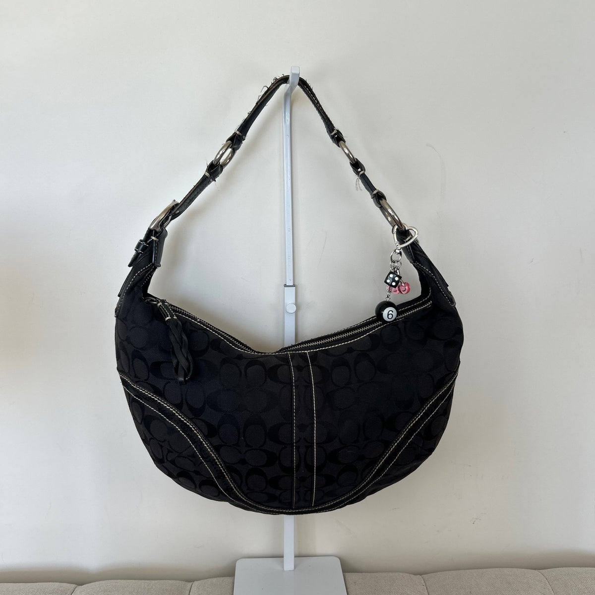 Coach Soho Black Signature Monogram Hobo Slouch Shoulder Bag K0668-10601