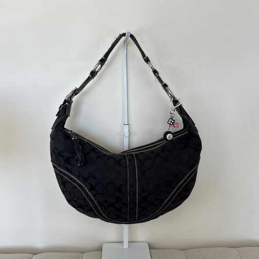 Coach Soho Black Signature Monogram Hobo Slouch Shoulder Bag K0668-10601