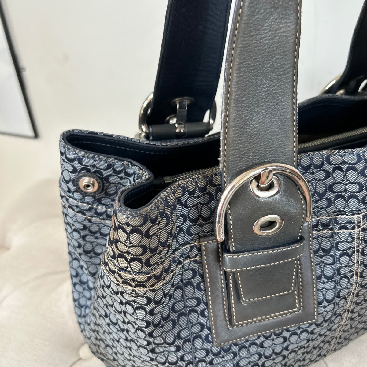 Coach Blue Monogram Soho Tote Shoulder Bag E0820-F12311