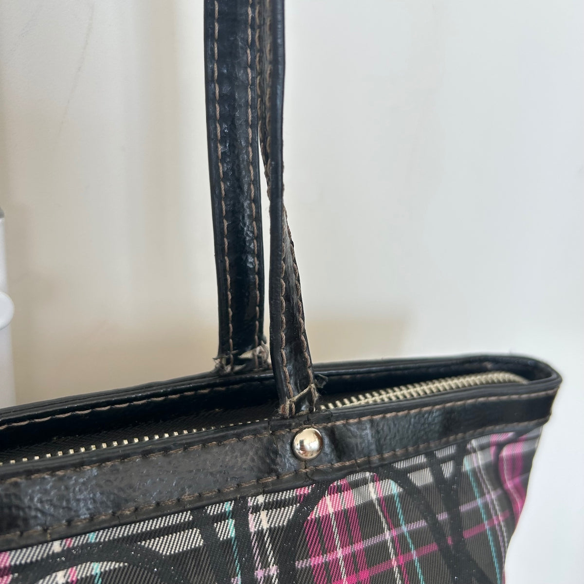 Coach Purple Black Plaid Tote Shoulder Bag H1194-F17712