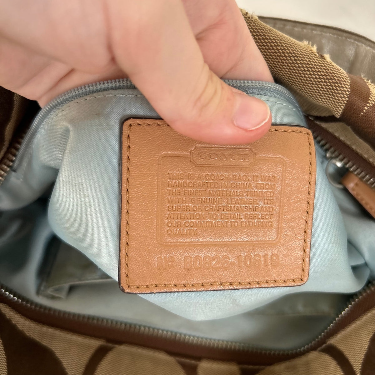 Coach Beige Carly Shoulder Bag with Silver Straps B0826-10619