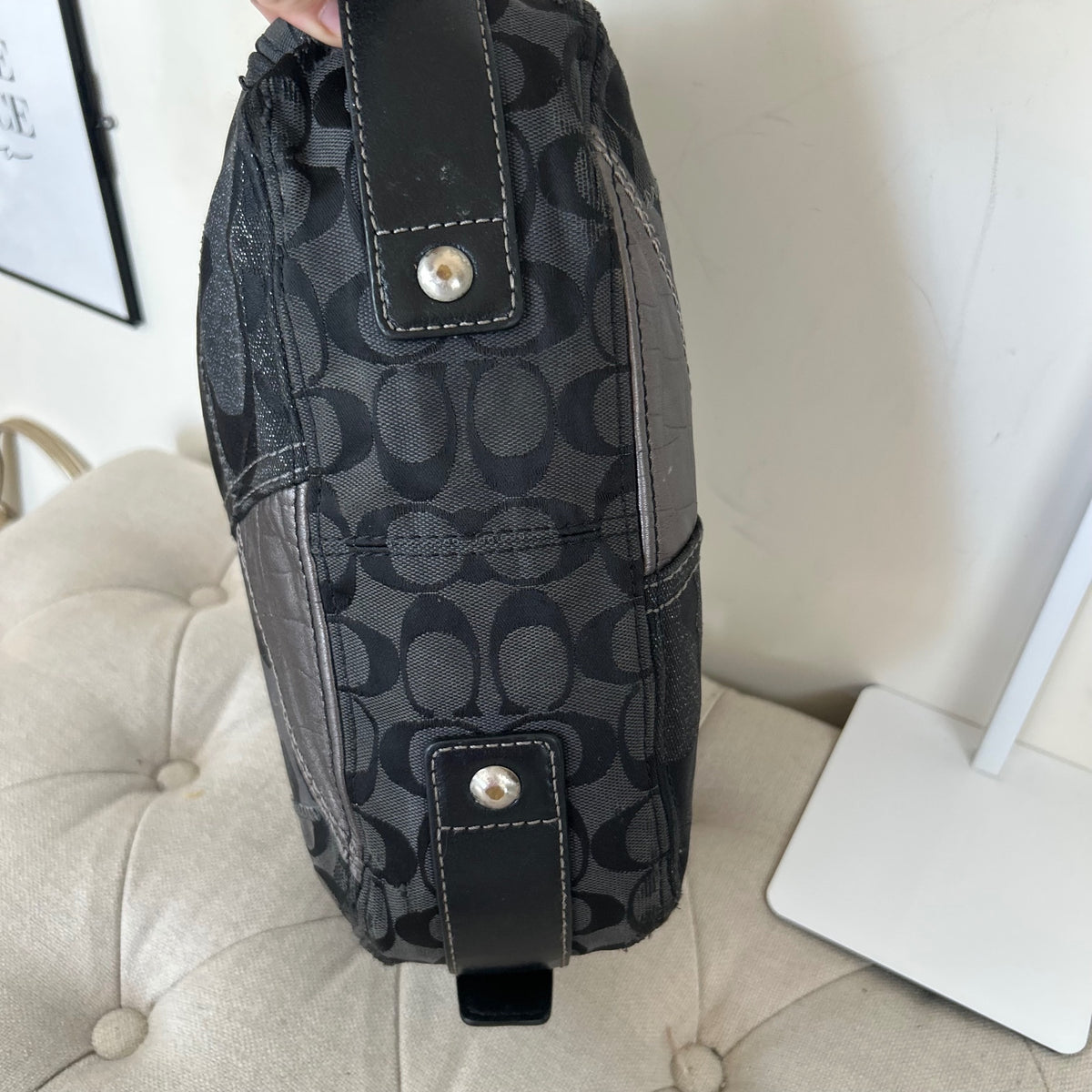 Coach Grey Patchwork Zoe Hobo Slouchy Shoulder Bag H0873-12901