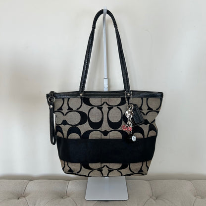 Coach Black Monogram Tote Shoulder Bag C1094-F13548