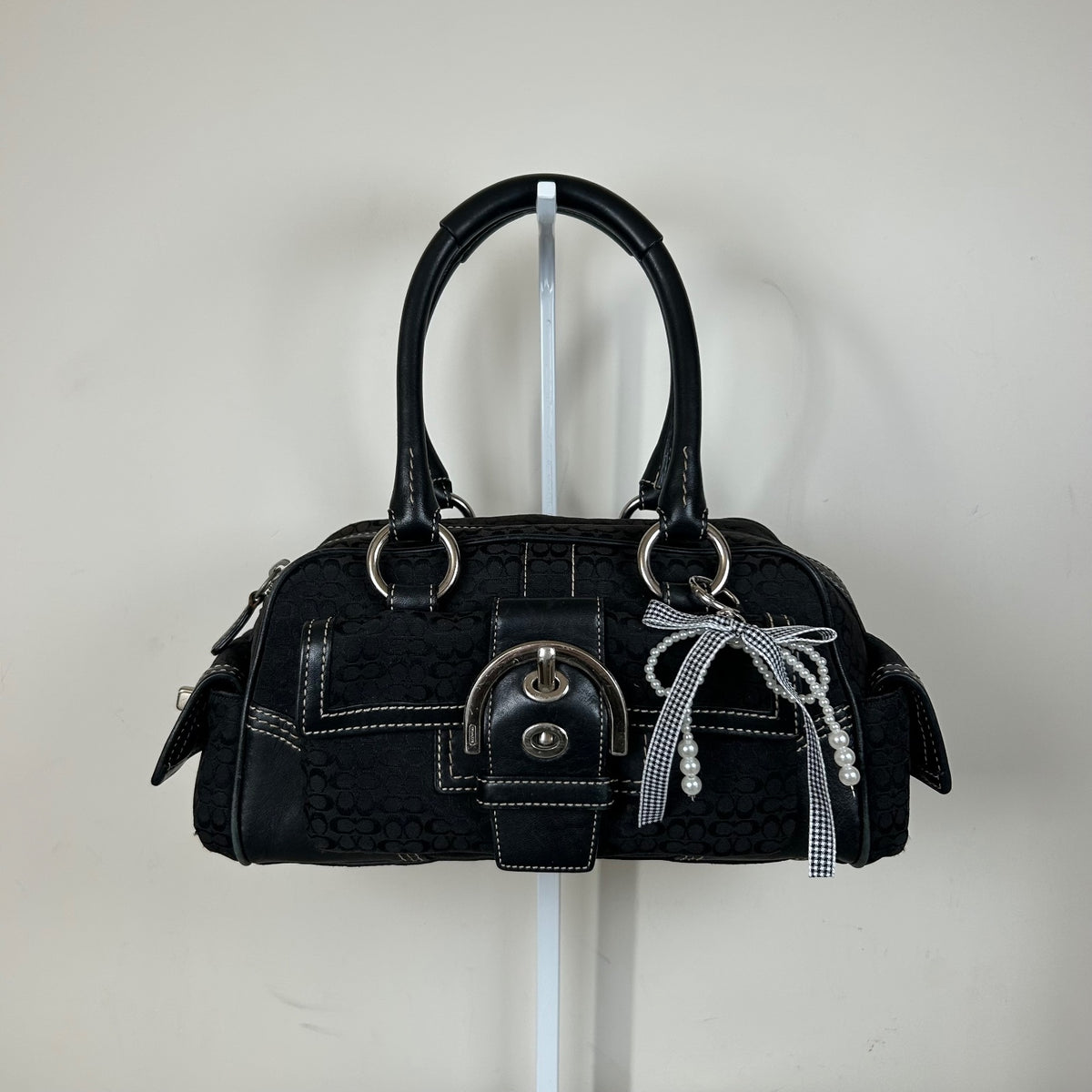 Coach Black Monogram Soho Satchel Top Shoulder Bag H05S-3647