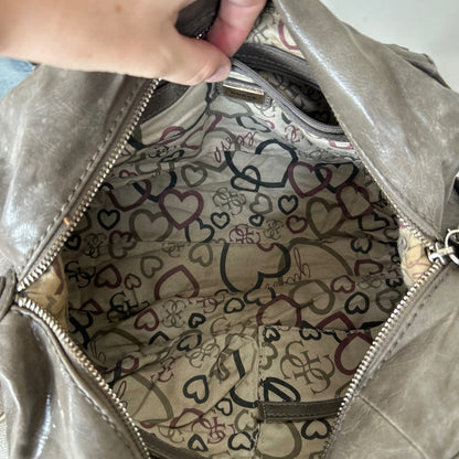Guess Grey Laced Leather Handbag Shoulder Bag