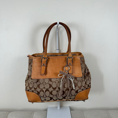 Coach Beige Hampton Monogram Shoulder Bag J3J-6366