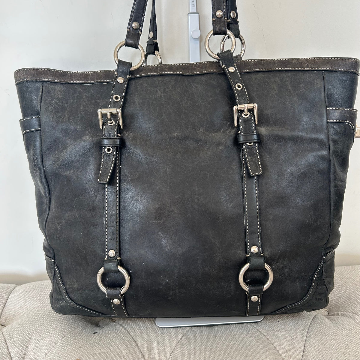 Coach Black Leather Large East-West Tote Shoulder Bag H0820-F11525