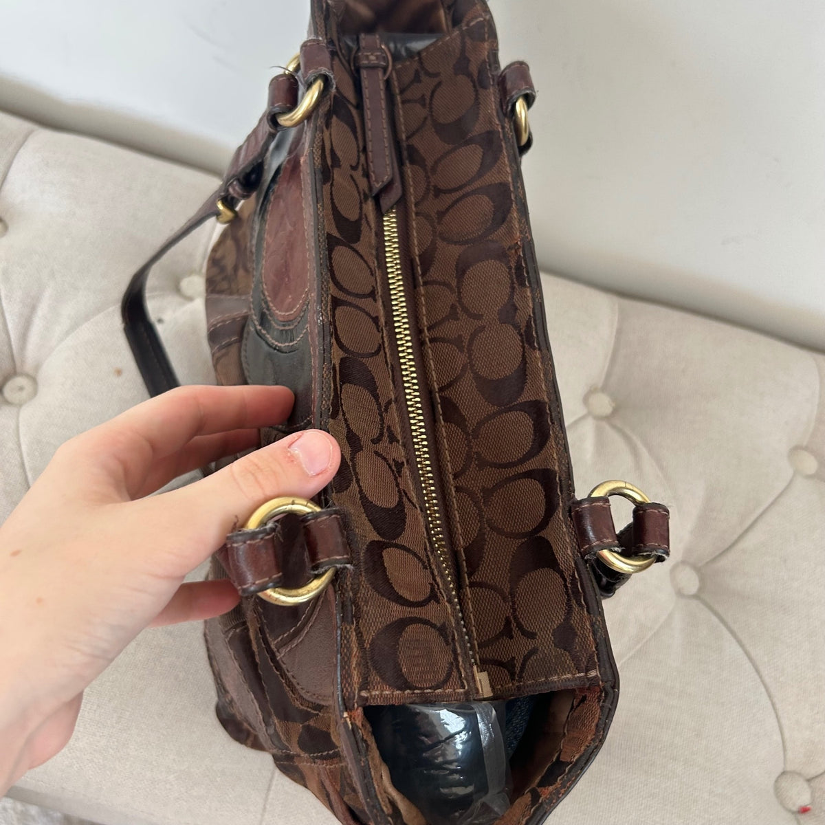 Coach Brown Mosaic Patchwork Tote Shoulder Bag E0873-13516