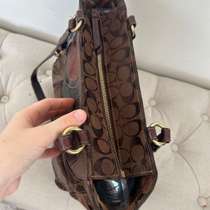 Coach Brown Mosaic Patchwork Tote Shoulder Bag E0873-13516