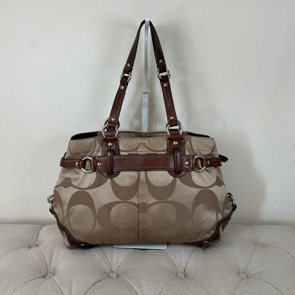 Coach Brown Signature Monogram Turnlock Shoulder Bag J0873-13304