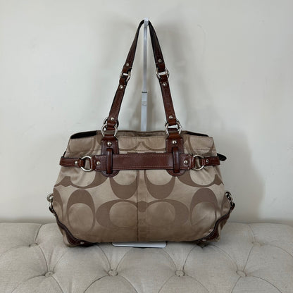 Coach Brown Signature Monogram Turnlock Shoulder Bag J0873-13304