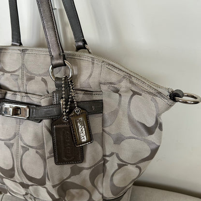 Coach Grey Monogram Turnlock Tote Shoulder Bag C1176-17820