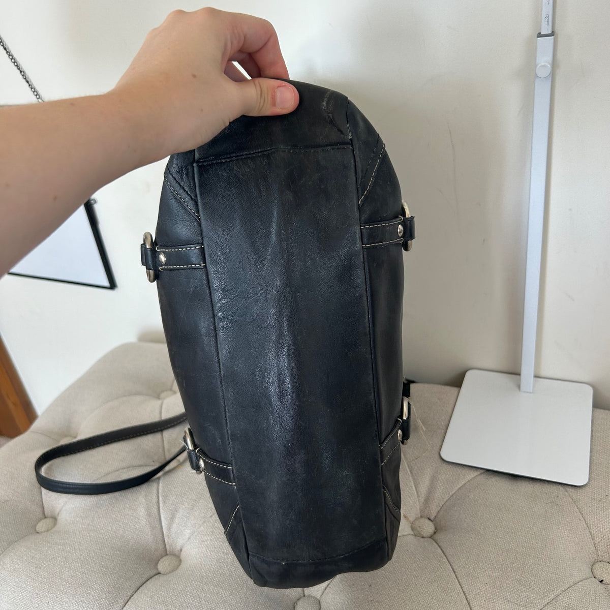 Coach Black Leather Large East-West Tote Shoulder Bag H0820-F11525