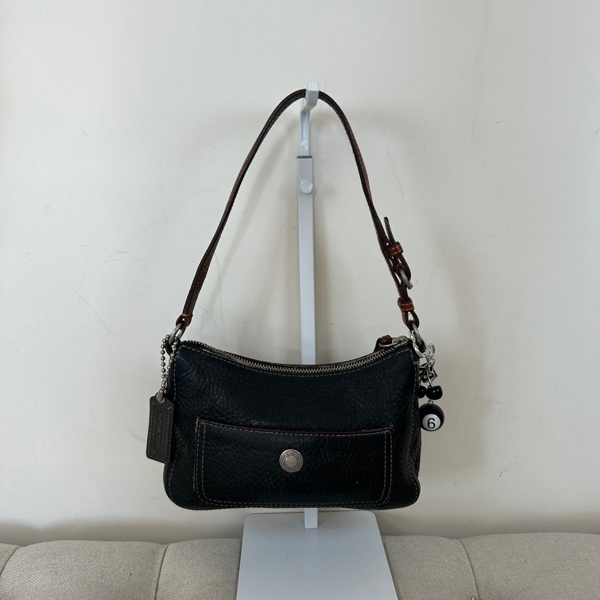 Coach Black Pebbled Leather Mini Shoulder Bag C05S-8E96