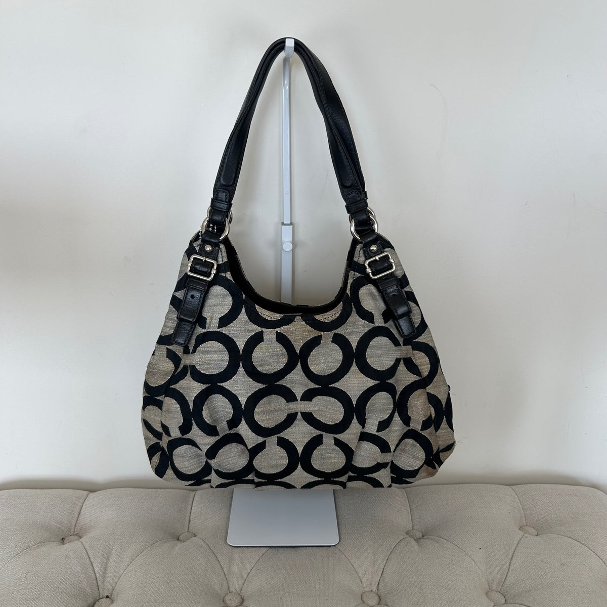Coach Maggie OP Black & Grey 3 Compartment Shoulder Bag C1120-17020