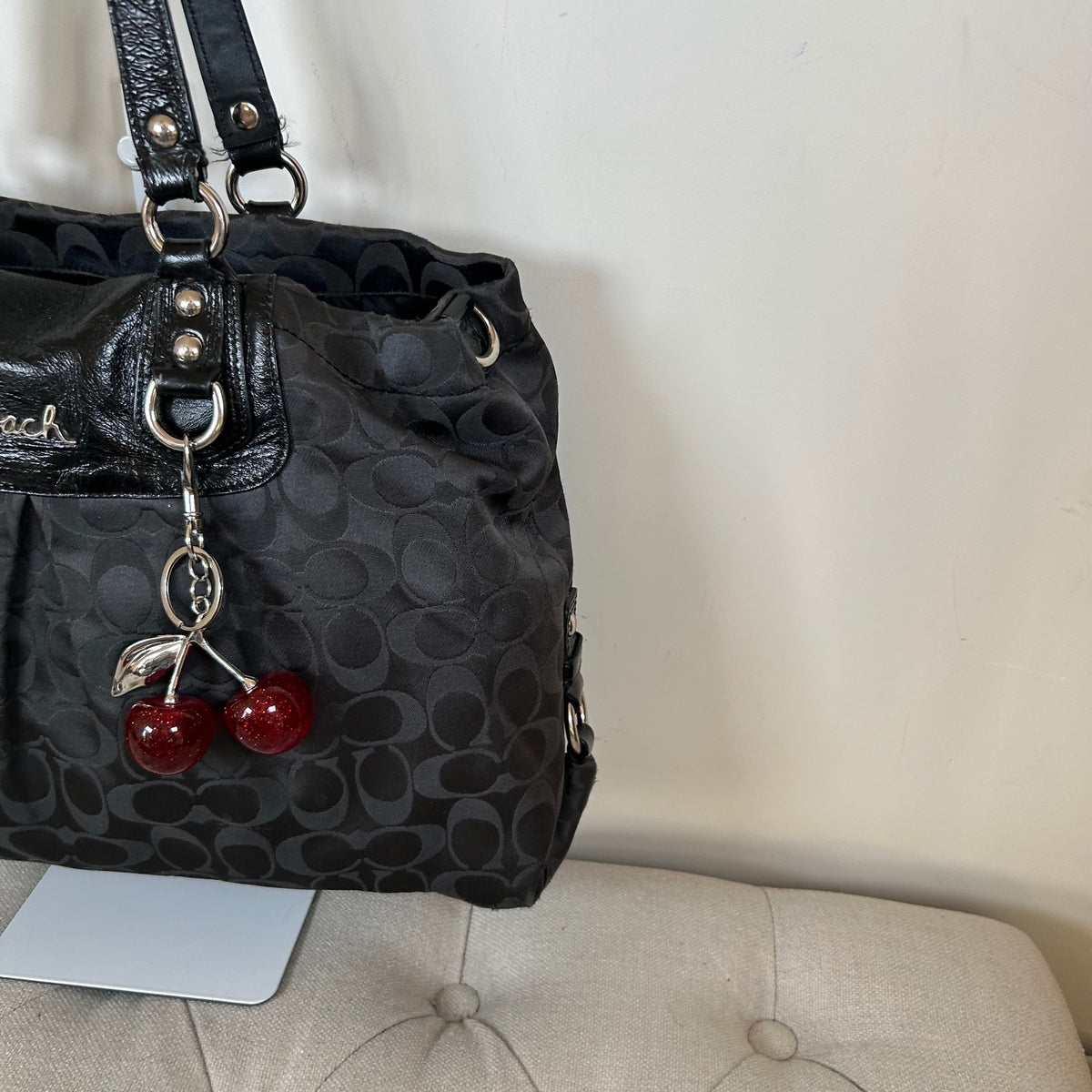 Coach Ashley Black Monogram 3 Compartment Shoulder Bag D1259-F15510