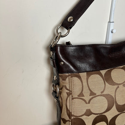 Coach Zoe Brown Signature Monogram Large Shoulder Bag A1093-F14709