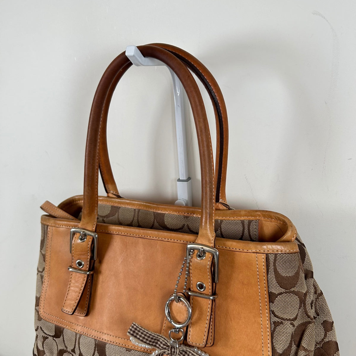 Coach Beige Hampton Monogram Shoulder Bag J3J-6366