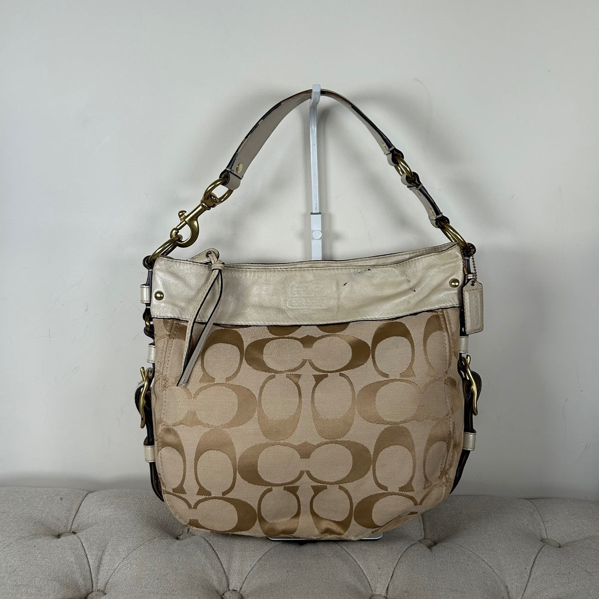 Coach Beige Monogram Zoe Shoulder Bag M0868-12674