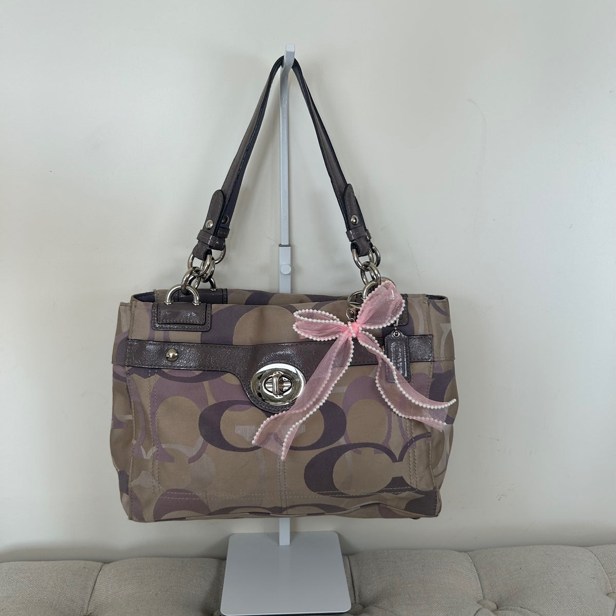 Coach Purple Monogram 3 Compartment Shoulder Bag L1194-F17140