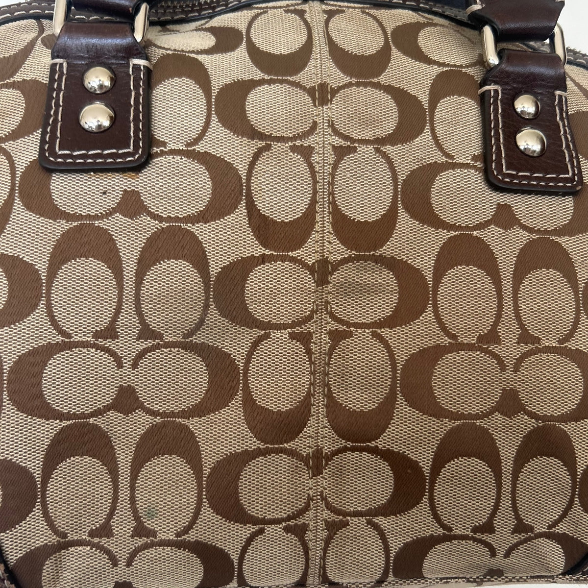 Coach Hampton Brown Signature Monogram Shoulder Bag Handbag Purse L1079-F13977