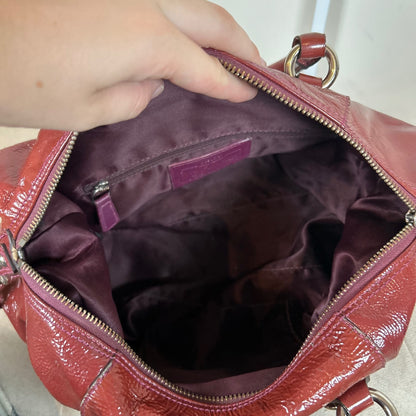 Coach Ashley Dark Red Patent Leather Convertible Shoulder Bag J1149-F15455